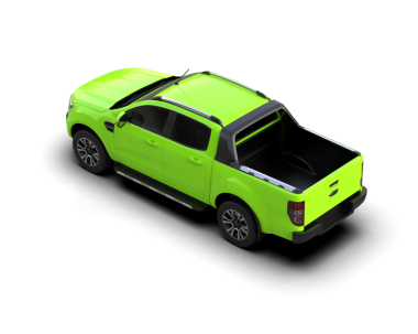 Beyaz arka planda izole edilmiş yeşil bir arabanın 3 boyutlu görüntüsü. araba