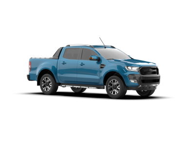 Stüdyo ortamında beyaz arka planda izole edilmiş 3 boyutlu bir pikap araba.