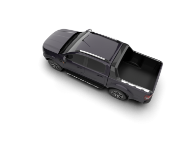 Stüdyonun arka planında izole edilmiş siyah bir arabanın 3 boyutlu görüntüsü..