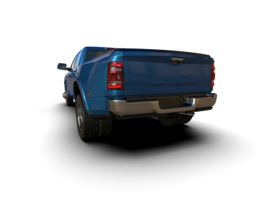 Modern mavi kamyonet siyah arka plan, yan görüş, 3 boyutlu illüstrasyon.