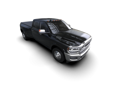 Siyah arka planda yansıtıcı bir kamyonetin 3 boyutlu canlandırması.