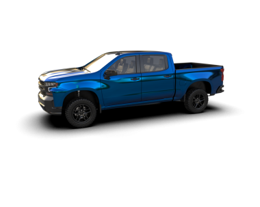 Siyah arka planı olan mavi bir kamyonet..