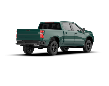 Beyaz arka planda modern yeşil kamyonet. 3d illüstrasyon