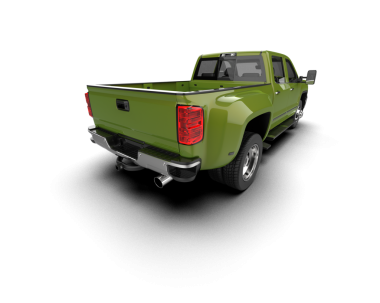 Yeşil kamyonet, yan görüş.