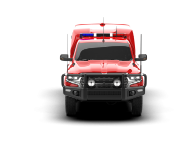 Beyaz arka planda gölgesi olan bir ambulansın 3 boyutlu görüntüsü