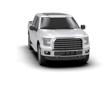 Beyaz arka planda modern beyaz kamyonet.