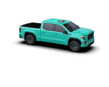 Beyaz arka planda yeşil kamyonet. 3d oluşturma