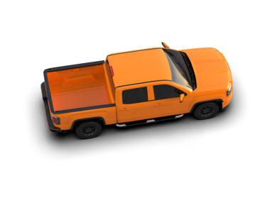 Beyaz arka planda izole edilmiş turuncu bir kamyonun 3 boyutlu resmi