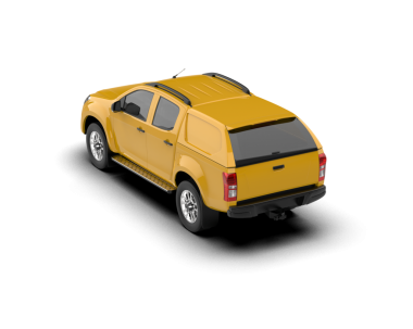 Beyaz arka planda sarı modern kamyonet