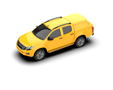 Sarı araba beyaz arkaplanda izole edildi.