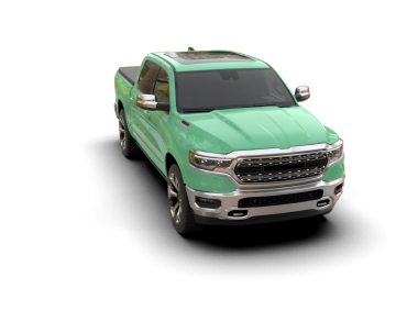 Beyaz arka planda yeşil kamyonet