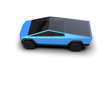 Siyah zemin üzerinde elektrikli bir arabanın 3 boyutlu canlandırması.