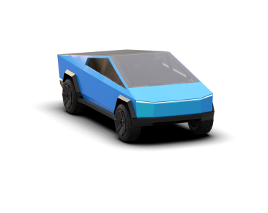 Beyaz arka planda beyaz bir arka planı olan mavi bir arabanın 3 boyutlu görüntüsü