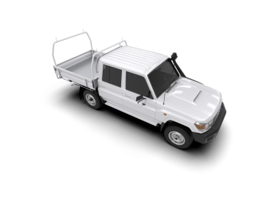 Stüdyoda beyaz izole edilmiş arka planda 3 boyutlu küçük bir SUV görüntüsü.