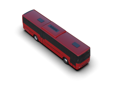 Siyah arkaplanda izole edilmiş kırmızı çift katlı bir otobüsün 3 boyutlu görüntülemesi