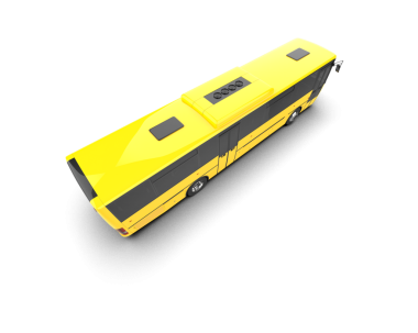 Sarı otobüs siyah arka planda izole edildi