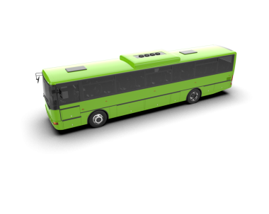 Beyaz arka planda yeşil modern otobüs. 3 d