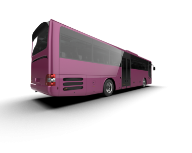 Pembe arka planı olan modern bir otobüs. 3 Boyutlu Hazırlama