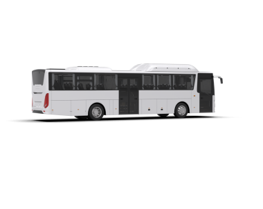 Kırmızı çizgili beyaz yolcu otobüsü. beyaz arkaplanda izole edilmiş.