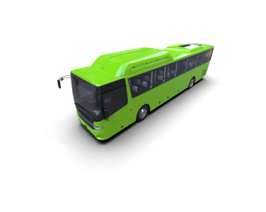 Siyah arkaplanda yeşil otobüs.