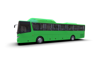 Beyaz arka plan üzerinde izole yeşil otobüs.