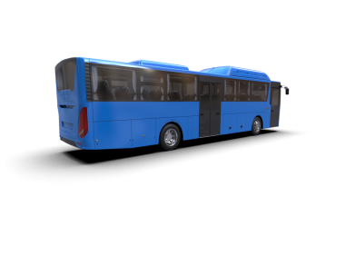 Küçük mavi bir otobüs.