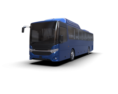 Gri arka planda modern lüks otobüs. 3d illüstrasyon