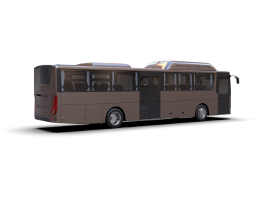 Siyah arka planda izole edilmiş modern lüks bir otobüs. 3d oluşturma