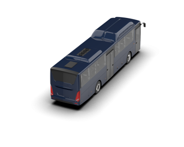 Beyaz arka planda bir otobüs. Otobüsün 3 boyutlu modeli, bir otobüs. izole.