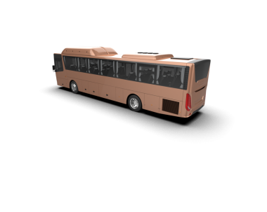 İzole otobüs. Yan görünüş. Siyah bir otobüsün 3 boyutlu çizimi. beyaz arkaplanda izole edilmiş.