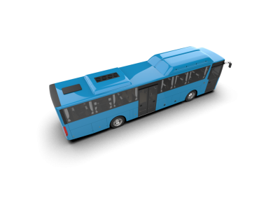 Mavi otobüs beyaz arkaplanda izole edildi