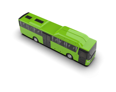 Beyaz zemin üzerinde modern şehir otobüsü 3 boyutlu görüntüleme