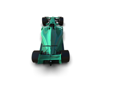 Yeşil bir yarış arabasının 3 boyutlu görüntüsü