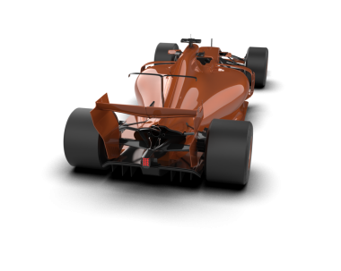 Beyaz arka planda kırmızı yarış arabası.