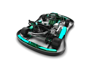 Koyu arkaplanda yansıtıcı bir arabanın 3 boyutlu yansıması