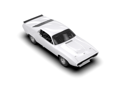 Beyaz arka planda izole edilmiş bir Amerikan spor arabasının 3 boyutlu çizimi