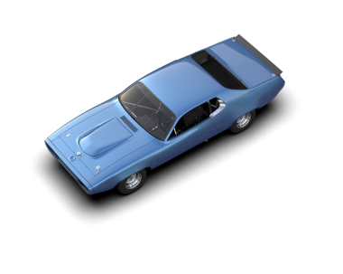 Siyah arka planda izole edilmiş mavi bir spor arabanın 3 boyutlu görüntüsü