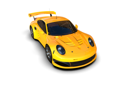 Sarı oyuncak araba izole edildi.