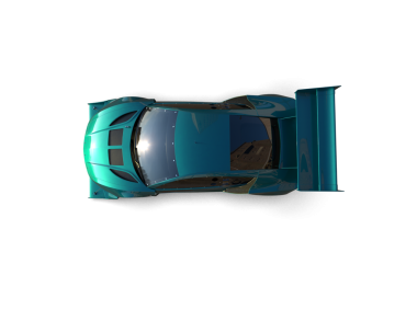 Kapüşonlu koyu renkli bir arabanın 3 cg görüntüsü.