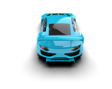 mavi araba beyaz arkaplanda izole edildi. 3 boyutlu görüntüleme