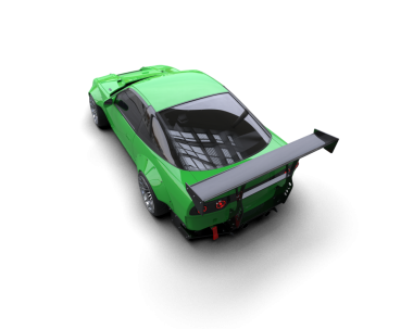 Yeşil bir arabanın 33 cg görüntüsü
