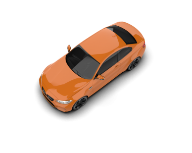 Turuncu araba beyaz arka planda izole edilmiş. 3d oluşturma.
