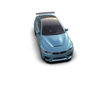 Mavi modern araba beyaz üzerine izole edilmiş. 3 boyutlu resimleme