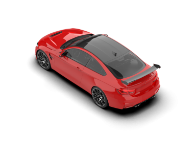 Siyah kapüşonlu kırmızı modern araba.