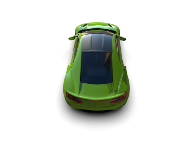 Yeşil spor araba izole edildi. 3d oluşturma.