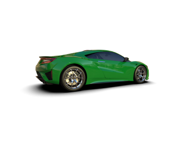 Yeşil araba arka planda izole edildi. 3D görüntüleme - illüstrasyon