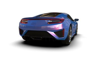 Bir spor arabanın 3 boyutlu görüntüsü.