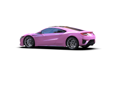 Beyaz arka planda izole edilmiş modern pembe araba. 3d oluşturma