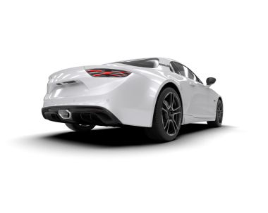 Stüdyoda siyah arka planda bir arabanın 3 boyutlu görüntüsü.