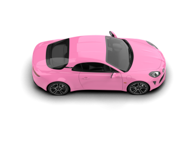 Pembe kompakt araba. Pembe arka görüşlü kompakt araba.